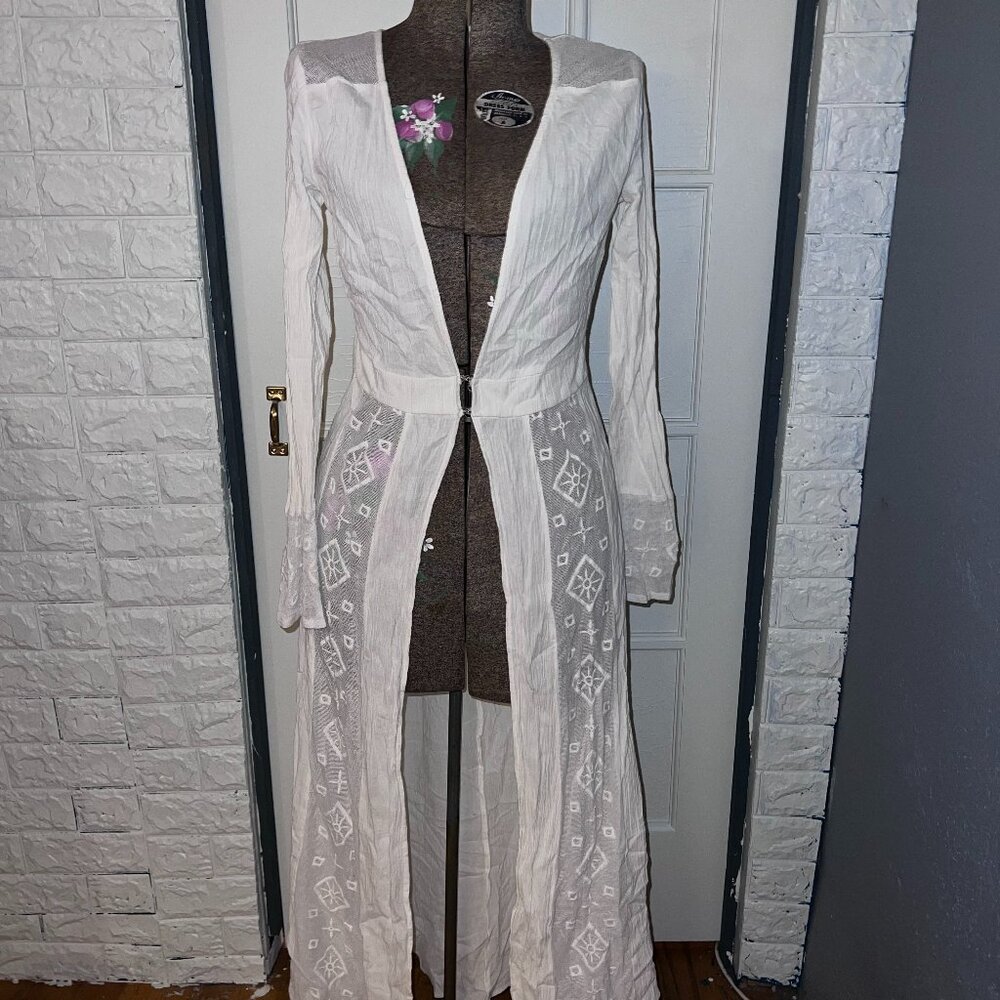 ASOS - White Cotton Embroidered Duster w/ Long Sleeves